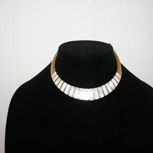 Ladies' Brass and Mother of Pearl Choker Bib Necklace B-172
